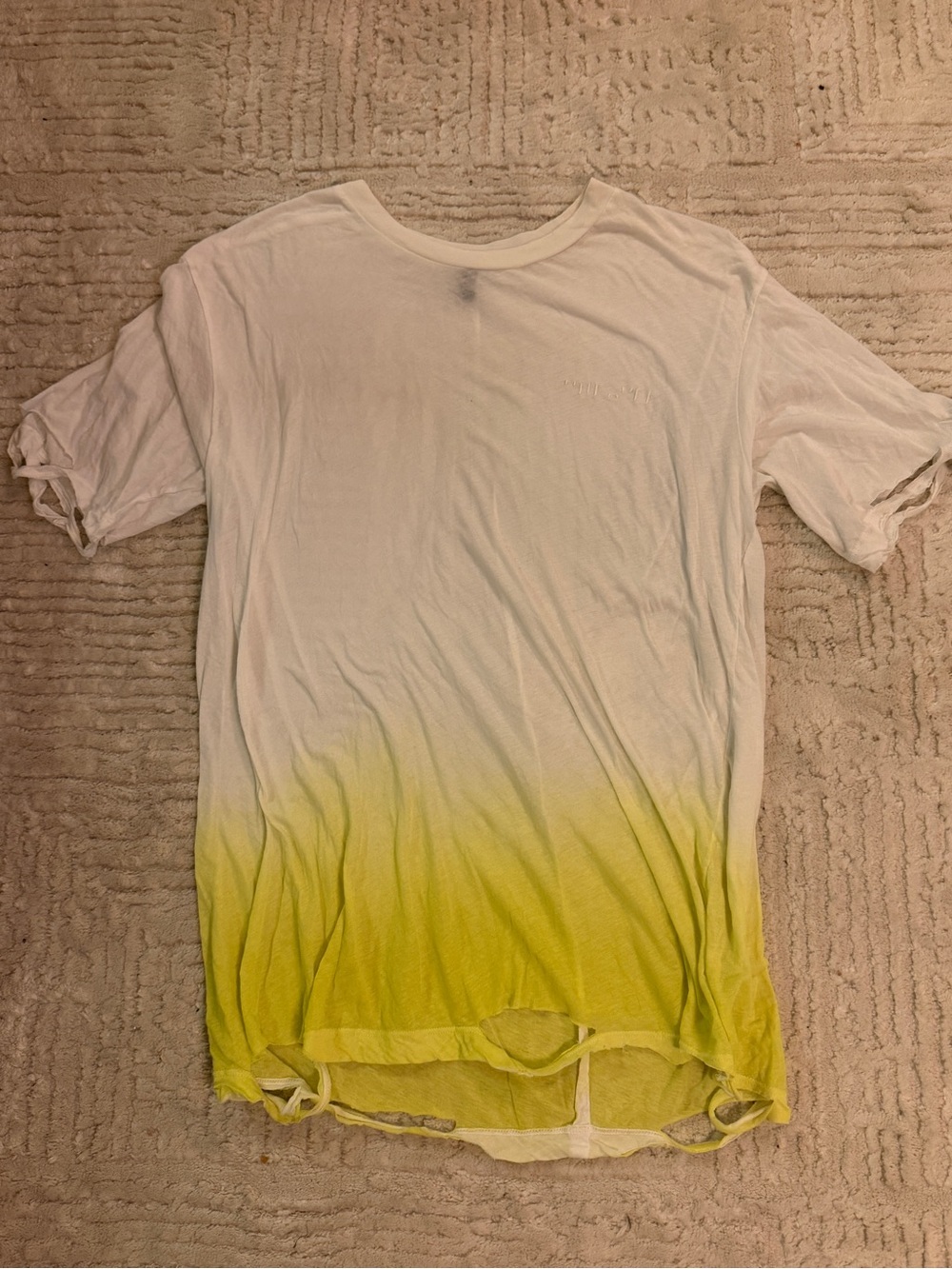 Men’s White to Yellow Gradient Crewneck Short Sleeve Tee